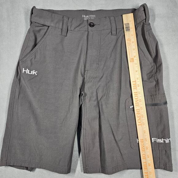 Huk Shorts Men Medium Next Level Fishing Performance Outdoor Hiking Stretch Gray - Picture 12 of 13